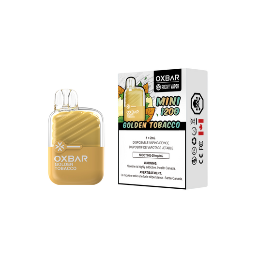 Oxbar Rocky Vapor Mini 1200 Puffs Vape jetable au tabac doré 20 mg