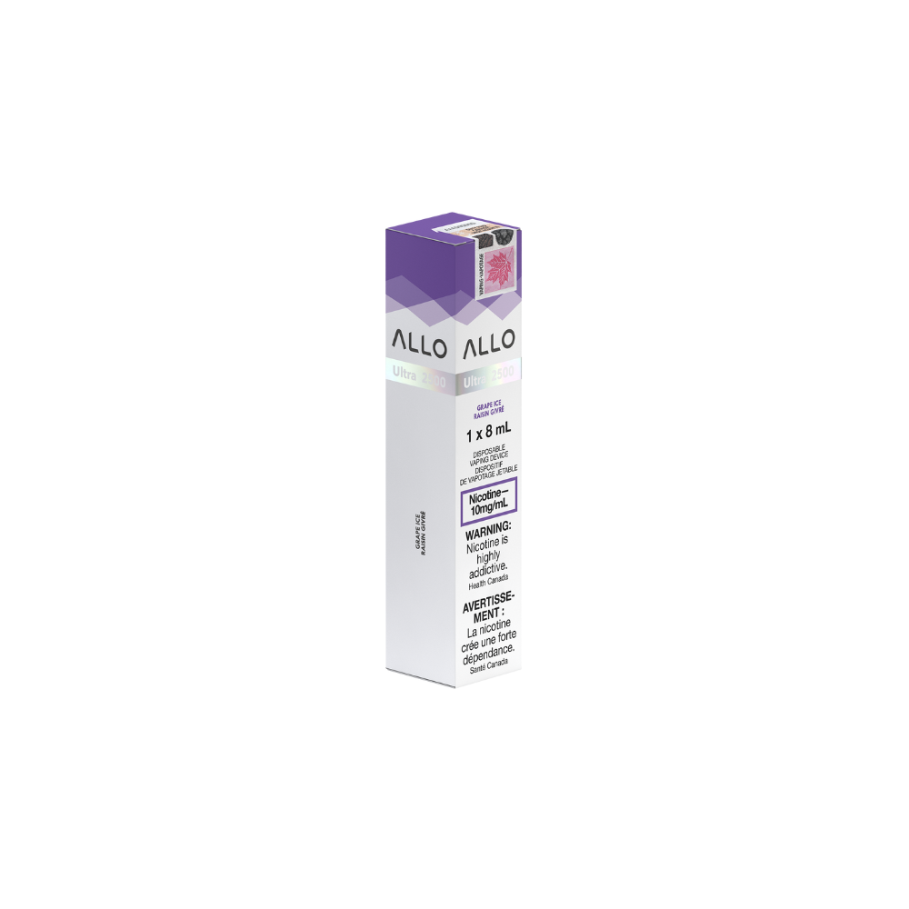 Allo Ultra 2500 Puffs Grape Ice Rechargeable Disposable Vape 10Mg