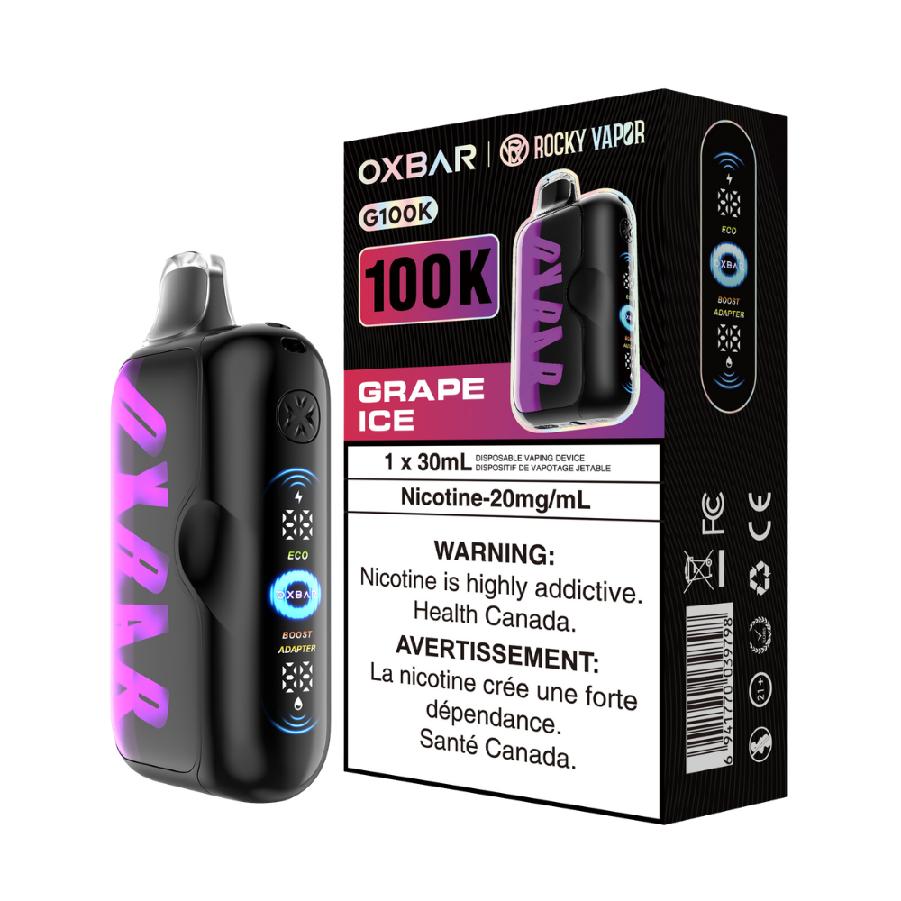 Oxbar Rocky Vapor G100k Raisin Glacé Vape Jetable Rechargeable 20 mg