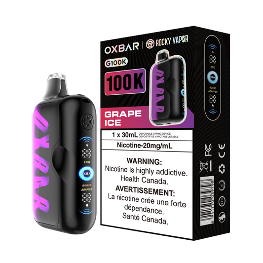 Oxbar Rocky Vapor G100k Grape Ice Rechargeable Disposable Vape 20Mg