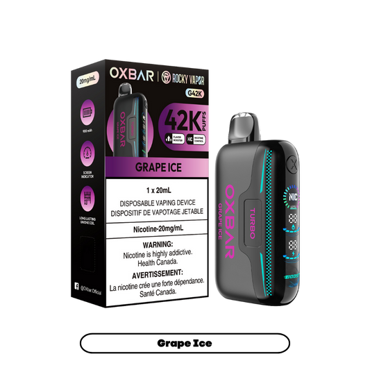 Oxbar Rocky Vapor G42k Grape Ice 42K Puffs Adjustable Nicotine Rechargeable Disposable Vape 20Mg