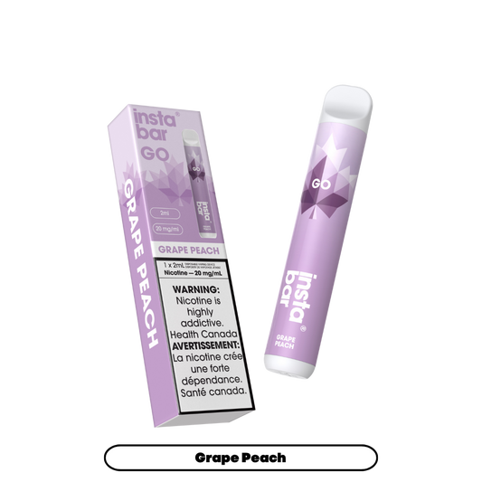 Insta Bar Go 1200 bouffées - Vape jetable Raisin Pêche 20Mg