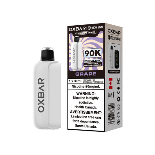 Oxbar Rocky Vapor Maglink Pod 90K bouffées - Pods jetables préremplis raisin 20Mg