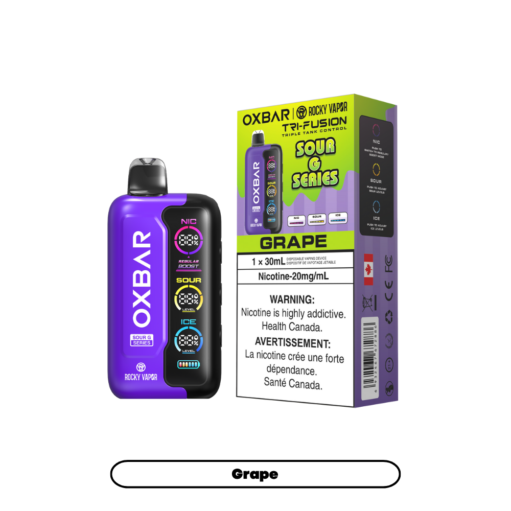 Oxbar Rocky Vapor Tri Fusion 70K Puffs - Sour G Grape Rechargeable Disposable Vape 20Mg