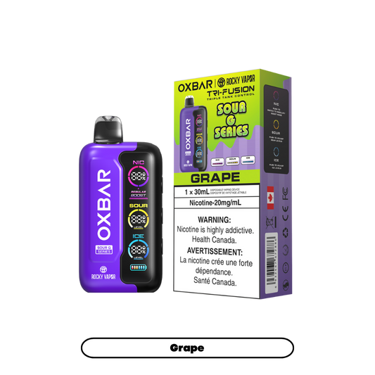 Oxbar Rocky Vapor Tri Fusion 70K Puffs - Sour G Grape Rechargeable Disposable Vape 20Mg