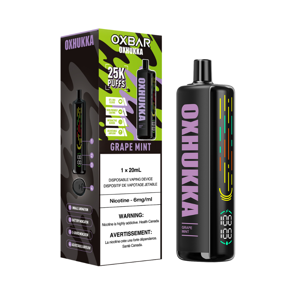 Oxbar Oxhukka 25K Puffs Grape Mint Rechargeable Disposable 20Mg