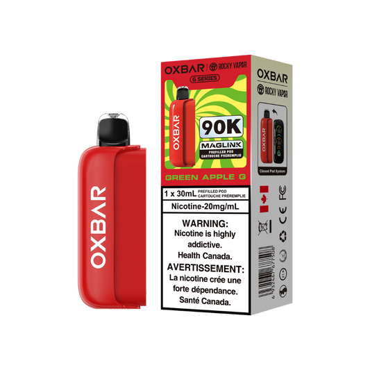 Oxbar Rocky Vapor Maglink Pod 90K bouffées - Pomme verte G Pods jetables préremplis 20Mg