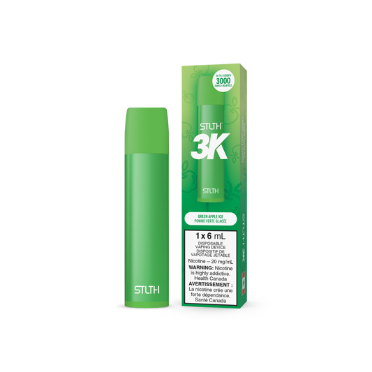 STLTH 3K Puffs Green Apple Ice Rechargeable Disposable Vape 20Mg