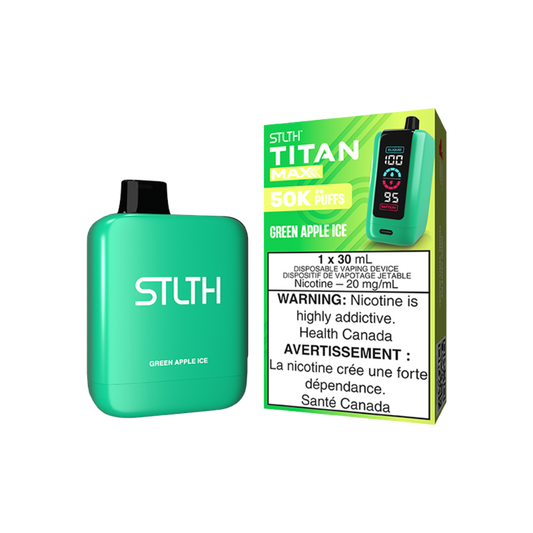 STLTH Titan Max 50K bouffées Vape jetable rechargeable - Glace à la pomme verte 20 mg
