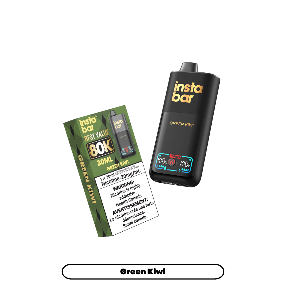 Insta Bar 80K Puffs - Green Kiwi Rechargeable Disposable Vape 20Mg