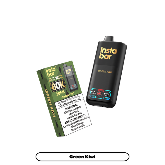 Insta Bar 80K Puffs - Green Kiwi Rechargeable Disposable Vape 20Mg