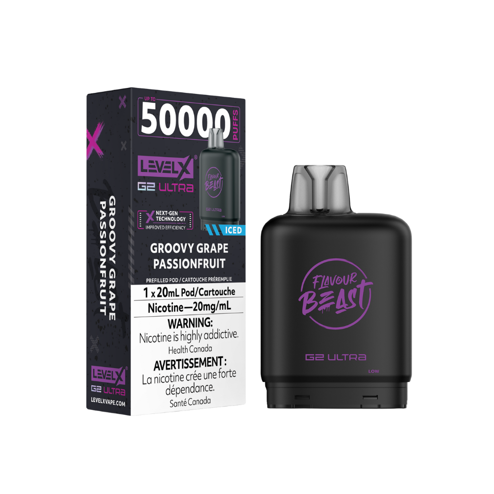 Flavour Beast Level X G2 Ultra 50K (Prefilled Pods) - Groovy Grape Passionfruit Iced