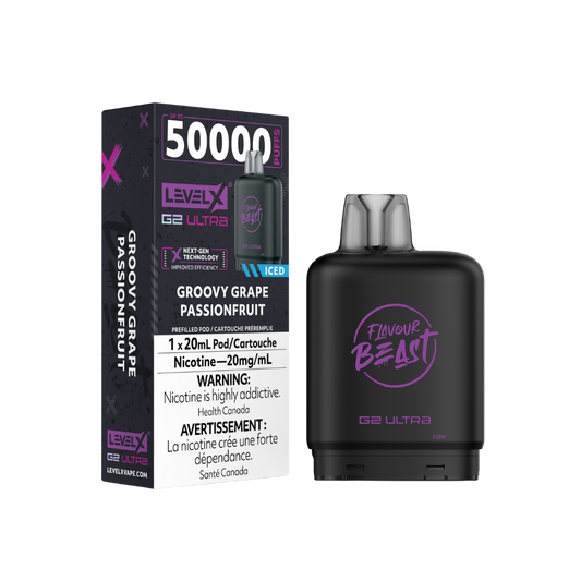 Flavour Beast Level X G2 Ultra 50K (Prefilled Pods) - Groovy Grape Passionfruit Iced