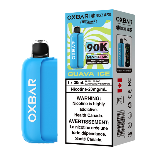 Oxbar Rocky Vapor Maglink Pod 90K bouffées - Pods jetables préremplis Goût Goyave Glacée 20 mg