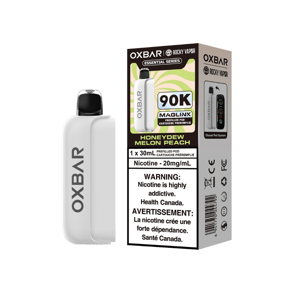 Pods préremplis jetables Oxbar Rocky Vapor Maglink 90K bouffées - Melon miel et pêche 20 mg