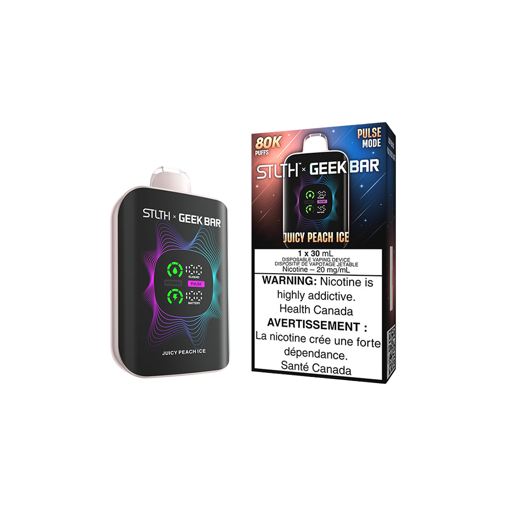 Stlth X Geek Bar - Vape jetable rechargeable Pêche juteuse glacée 20 mg