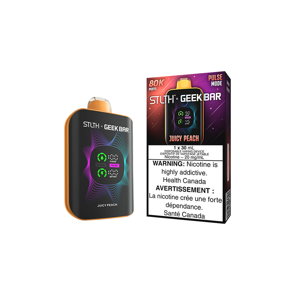 Stlth X Geek Bar - Vape jetable rechargeable Pêche juteuse 20 mg