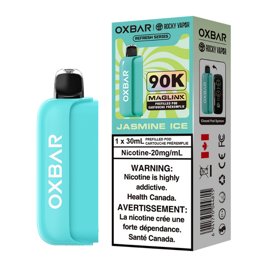 Oxbar Rocky Vapor Maglink Pod 90K bouffées - Pods jetables préremplis Jasmin Glacé 20 mg