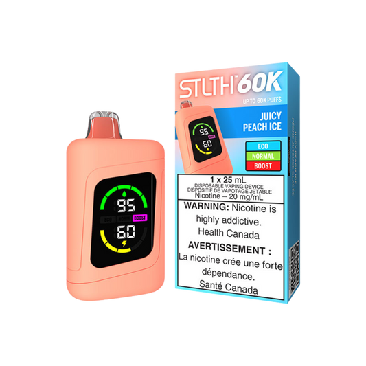 STLTH 60K Puffs - Juicy Peach Ice Rechargeable Disposable Vape 20Mg