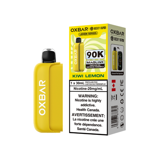 Oxbar Rocky Vapor Maglink Pod 90K bouffées - Pods jetables préremplis Kiwi Citron 20Mg