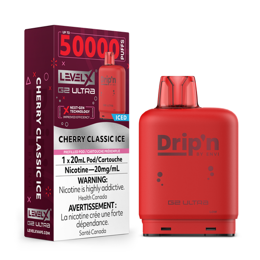 Dripin Level X G2 Ultra 50K (Prefilled Pods) - Cherry Classic Ice