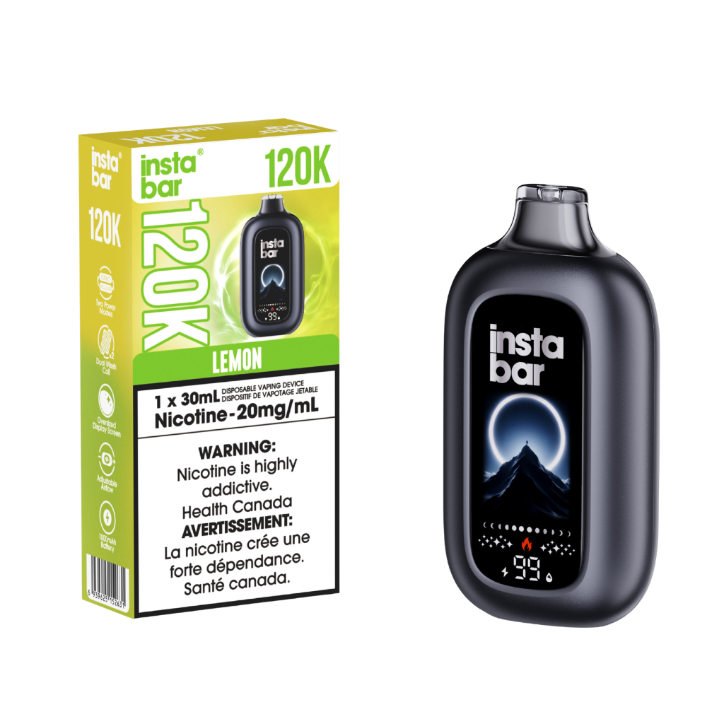 Insta Bar 120K - Vape jetable rechargeable citron 20 mg