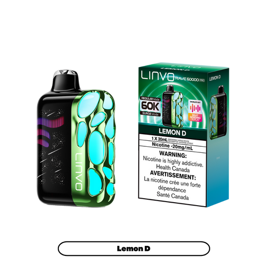 Linvo Rave 60000 Bouffées - Vape Jetable Rechargeable Citron D 20Mg