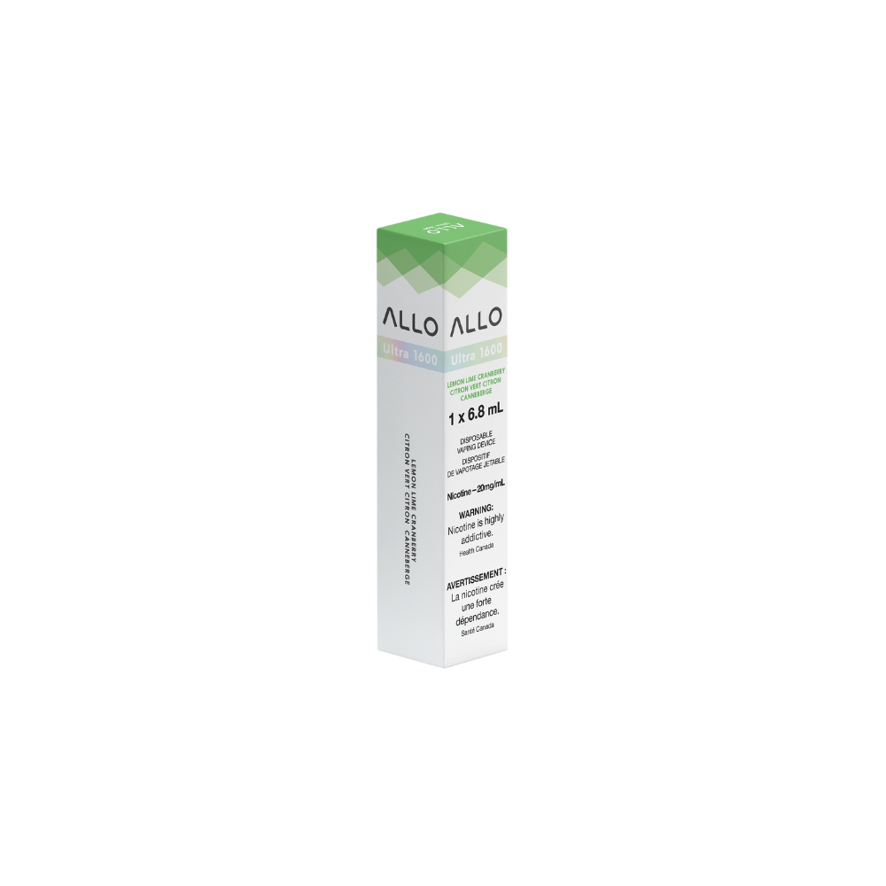 Allo Ultra 1600 Puffs Lemon Lime Cranberry Rechargeable Disposable Vape 20Mg