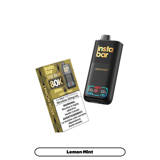 Insta Bar 80K Puffs - Lemon Mint Rechargeable Disposable Vape 20Mg