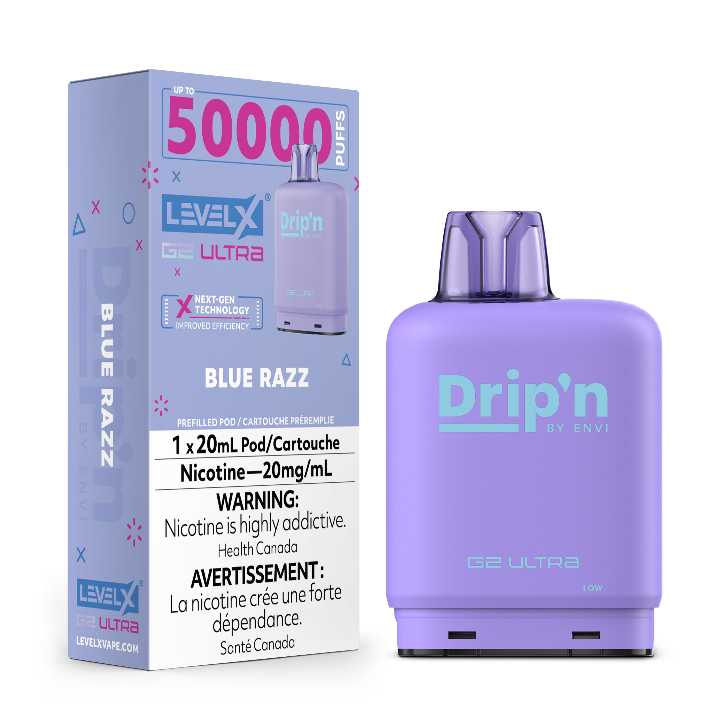 Dripin Level X G2 Ultra 50K (Prefilled Pods) - Blue Razz