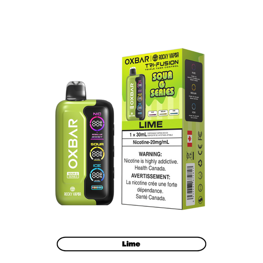 Oxbar Rocky Vapor Tri Fusion 70K Puffs - Sour G Lime Rechargeable Disposable Vape 20Mg