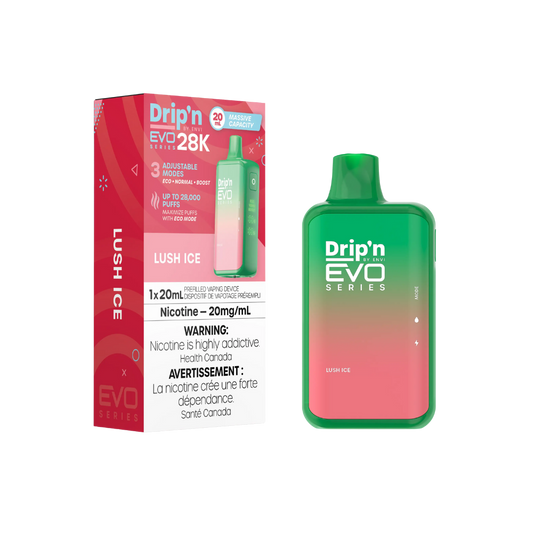 Dripin Evo 28k Puffs Lush Ice Adjustable Wattage Rechargeable Disposable Vape 20Mg
