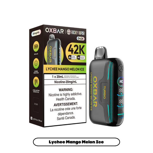 Oxbar Rocky Vapor G42k Lychee Mango Melon Ice 42K Puffs Adjustable Nicotine Rechargeable Disposable Vape 20Mg