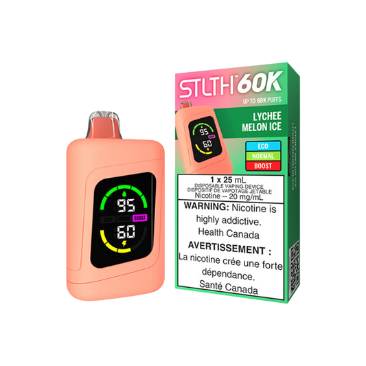 STLTH 60K Puffs - Lychee Melon Ice Rechargeable Disposable Vape 20Mg