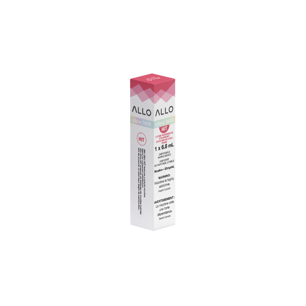 Allo Ultra 1600 Puffs Lychee Watermelon Strawberry Rechargeable Disposable Vape 20Mg