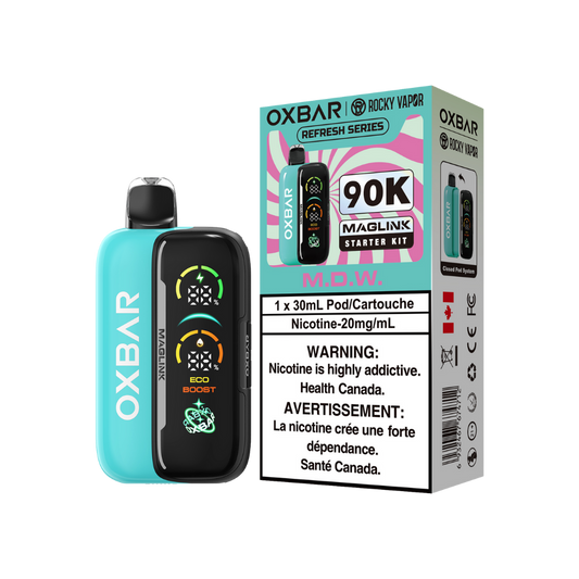 Kit de démarrage Oxbar Rocky Vapor Maglink 90K bouffées - Vape système pod fermé jetable/rechargeable M.D.W 20Mg