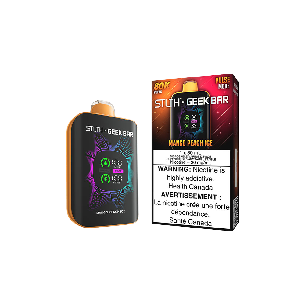 Stlth X Geek Bar - Vape jetable rechargeable Mangue Pêche Glacée 20 mg