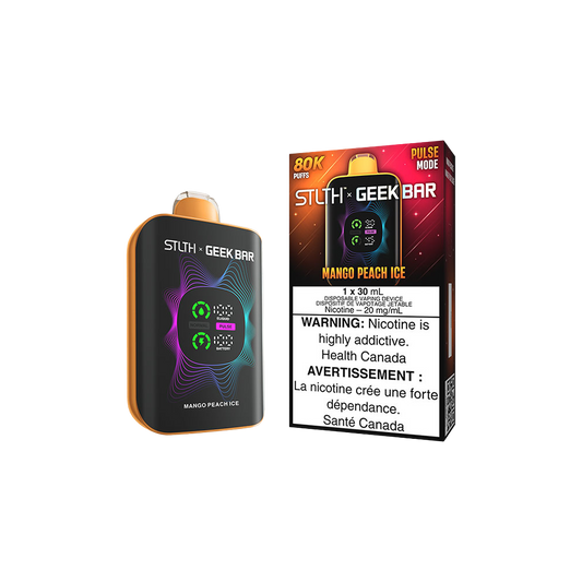 Stlth X Geek Bar - Vape jetable rechargeable Mangue Pêche Glacée 20 mg