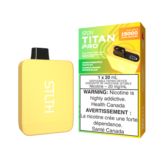 STLTH Titan Pro 15K Puffs Mango Pineapple Guava Ice Rechargeable Disposable Vape 20Mg
