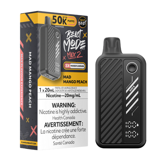 Flavour Beast Mode Max 2 50K Bouffées Vape Jetable Rechargeable Mangue Folle Pêche 20Mg
