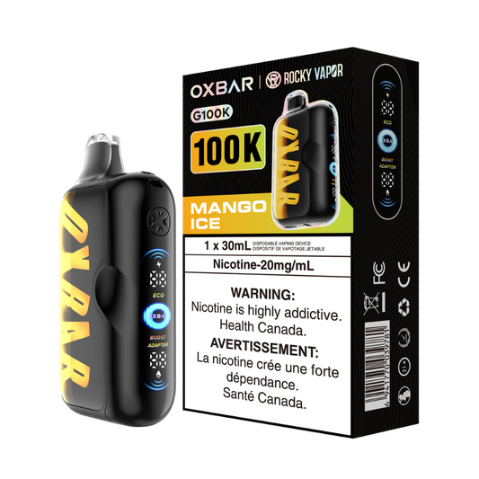 Oxbar Rocky Vapor G100k Mango Ice Rechargeable Disposable Vape 20Mg