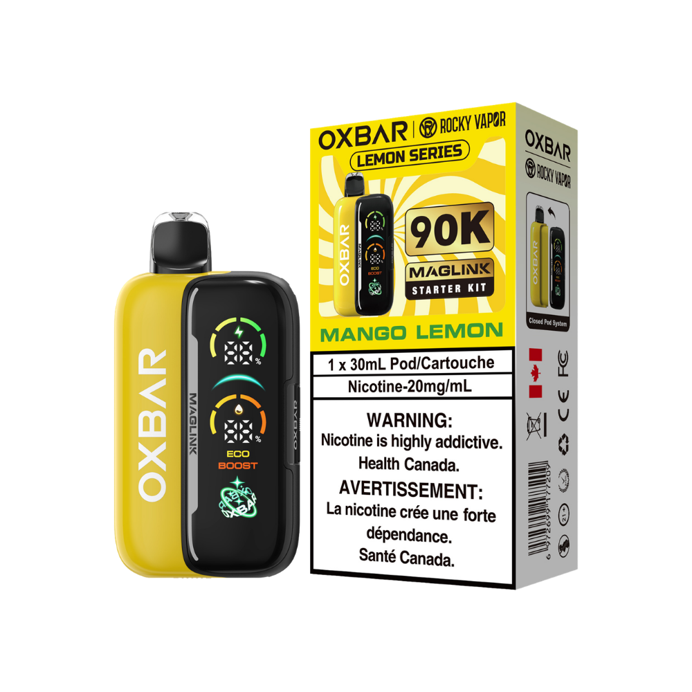 Kit de démarrage Oxbar Rocky Vapor Maglink 90 000 bouffées - Vape jetable rechargeable à système fermé de cartouches myrtille framboise 20 mg