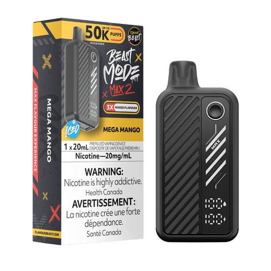 Flavour Beast Mode Max 2 50K bouffées Mega Mangue Glacée Vape jetable rechargeable 20Mg