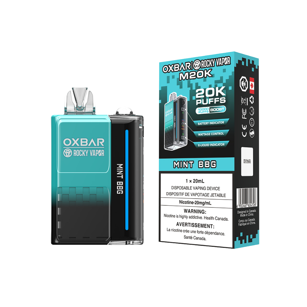 Oxbar Rocky Vapor M20K 20K Puffs Mint BBG Adjustable Wattage Rechargea