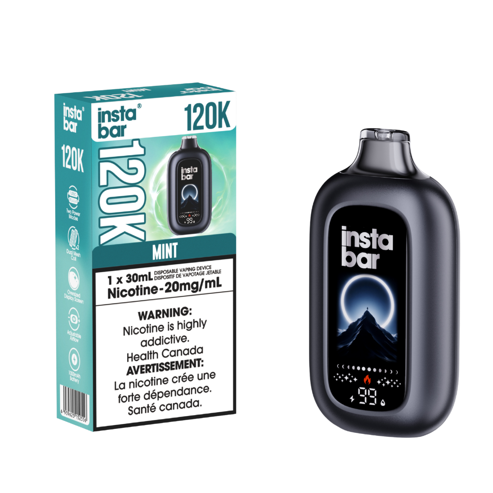 Insta Bar 120K - Vape jetable rechargeable Menthe 20 mg