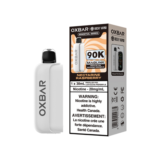 Pods préremplis jetables Oxbar Rocky Vapor Maglink 90K bouffées - Nectarine Framboise 20Mg