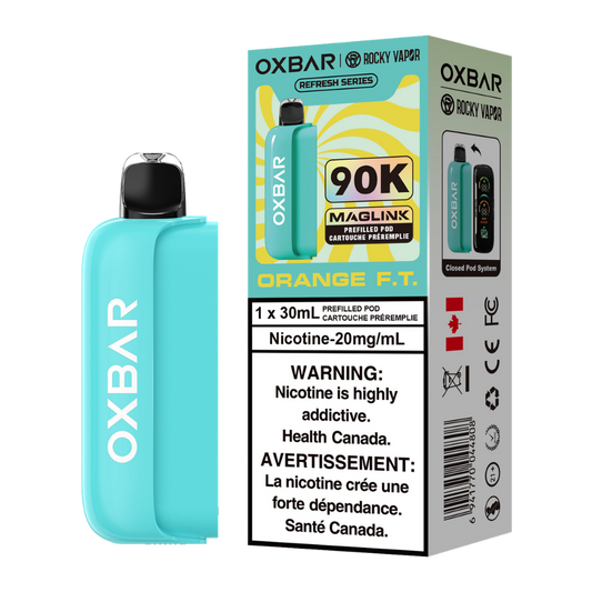 Oxbar Rocky Vapor Maglink Pod 90K bouffées - Pods jetables préremplis Orange F.T. 20 mg