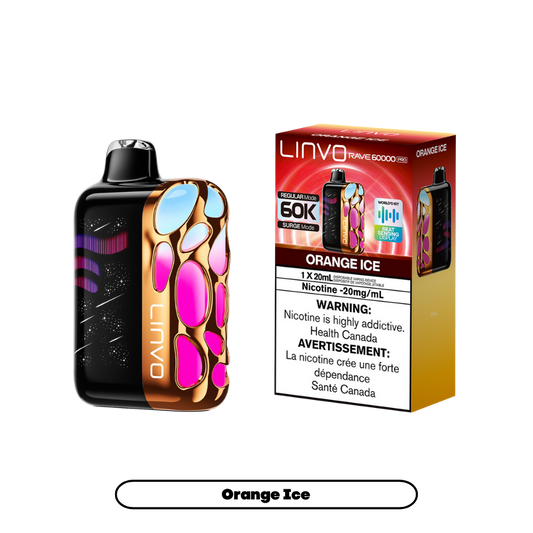 Linvo Rave 60000 Bouffées - Vape Jetable Rechargeable Orange Glacé 20Mg