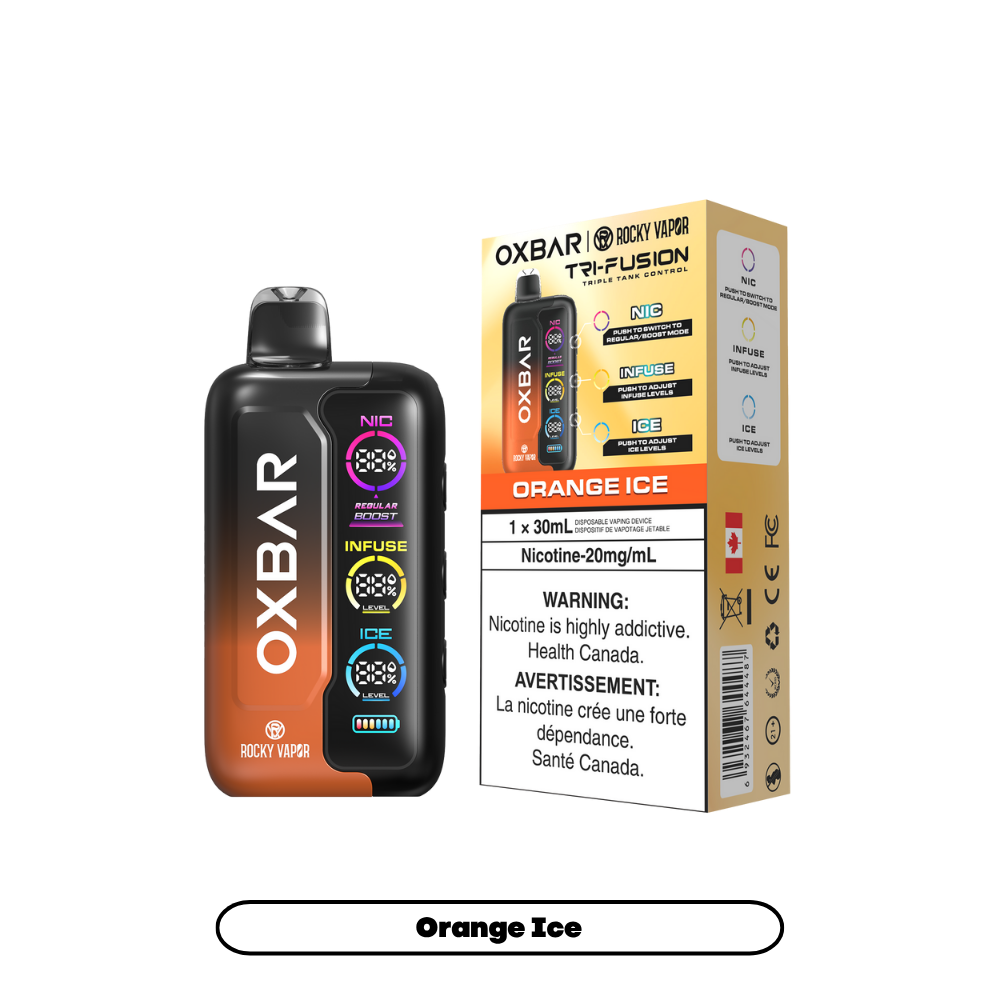 Oxbar Rocky Vapor Tri Fusion 70K Puffs - Orange Ice Rechargeable Disposable Vape 20Mg