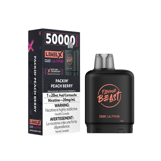 Flavour Beast Level X G2 Ultra 50K (Prefilled Pods) -  Packin' Peach Berry